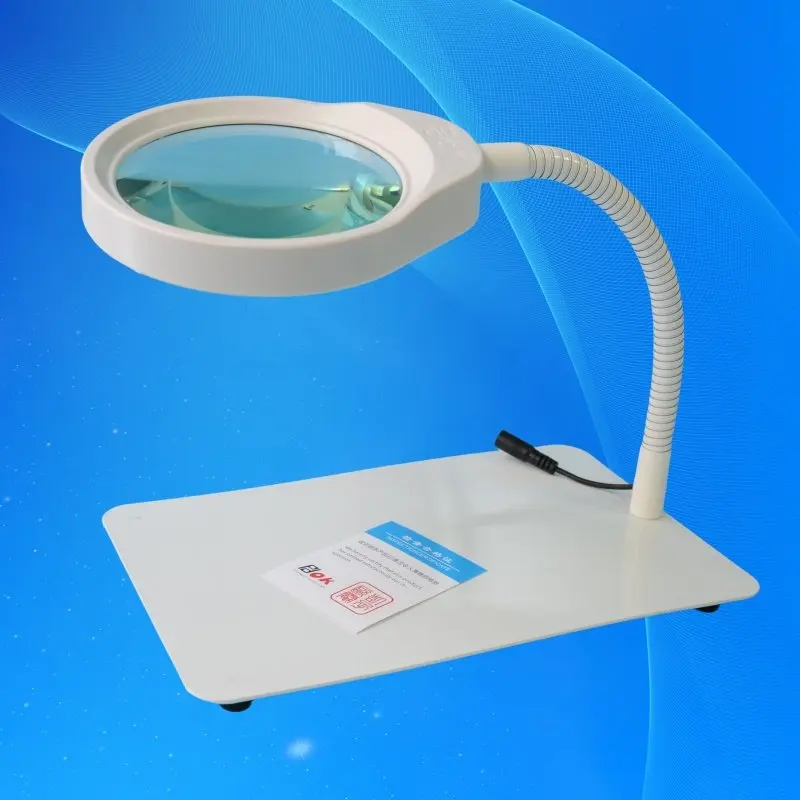 PD-032C Desktop Magnifying Lamp for Inspection, Repair Soldering Mending with Wide Field of View Clear Glass 10X20X Magnificatio