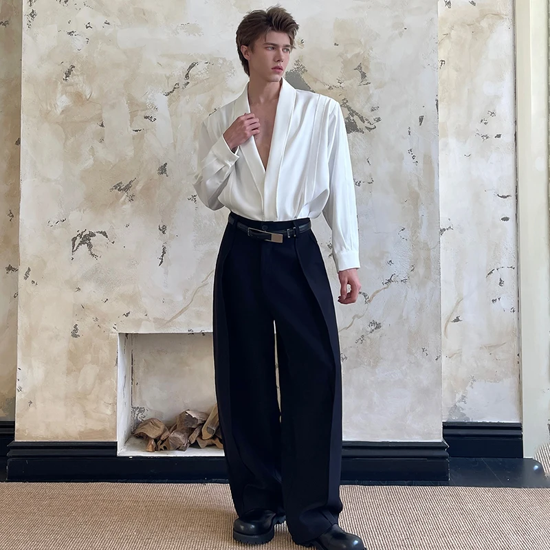 LUZHEN 2025 جديد فاخر أنيق شريطي محكم كبير الخامس الرقبة طويلة الأكمام قمصان الرجال موضة عالية الجودة بلون القمم JY3244 #5