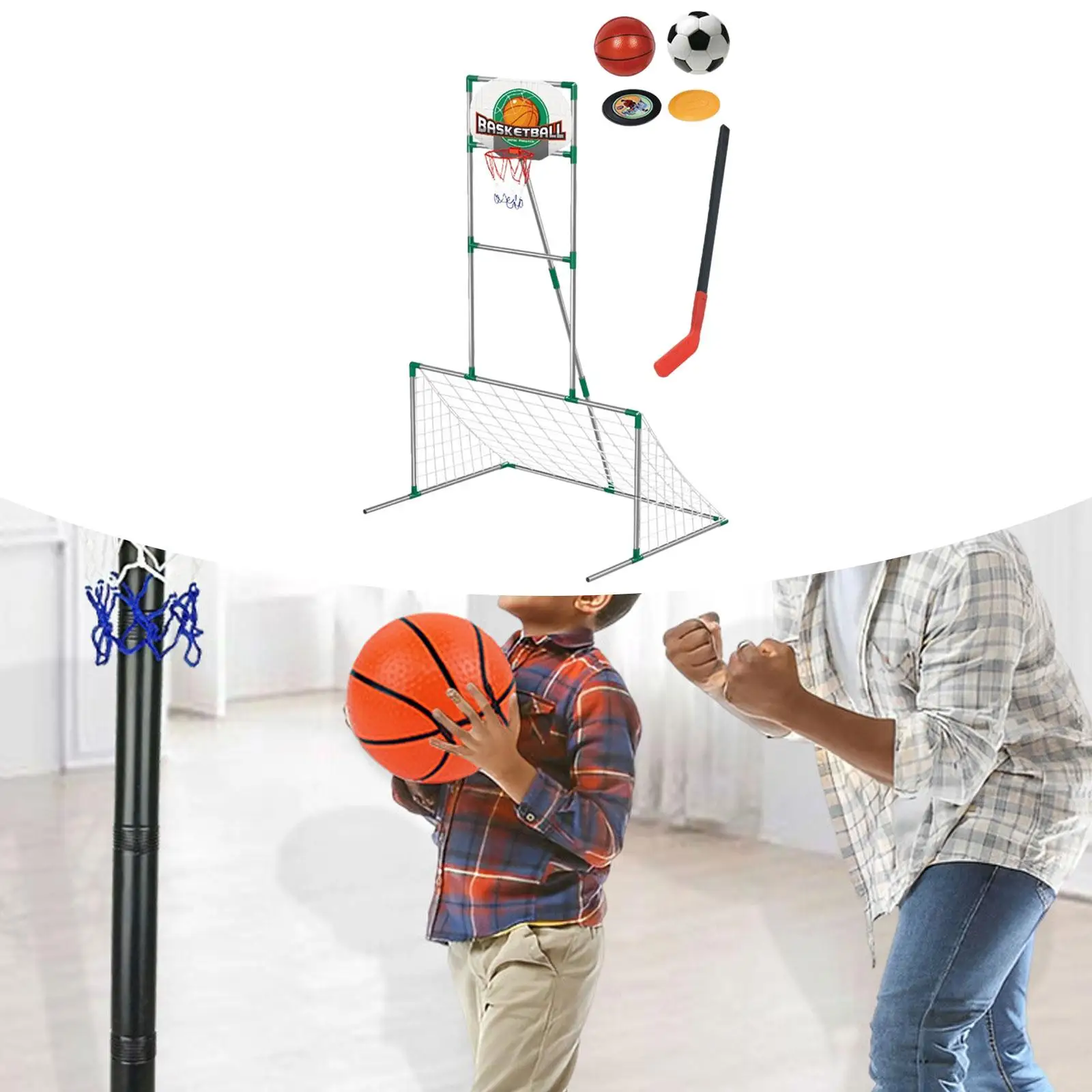 Mainan Olahraga Ringan Multifungsi Hadiah Pesta Ring Basket Anak 3 In 1