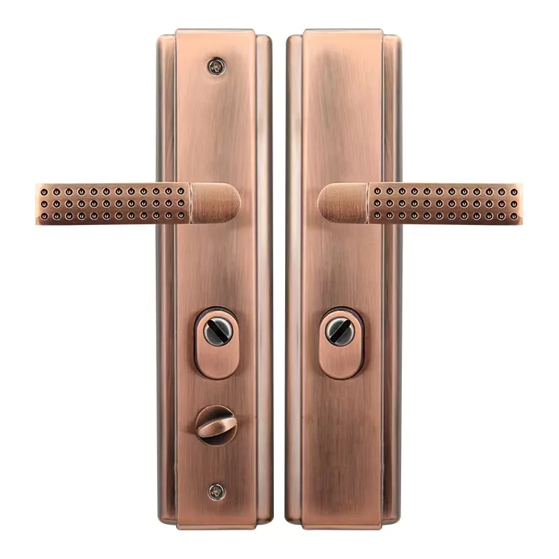 anti thief multi function door lock handle red antique copper direcao ajustavel mortise gate handle plate 01