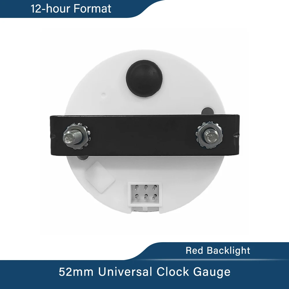 52mm 2" Clock Meter Gauge 12-Hour Format with Red Backlight 12V/24V Car Boat Clock Waterproof view 6