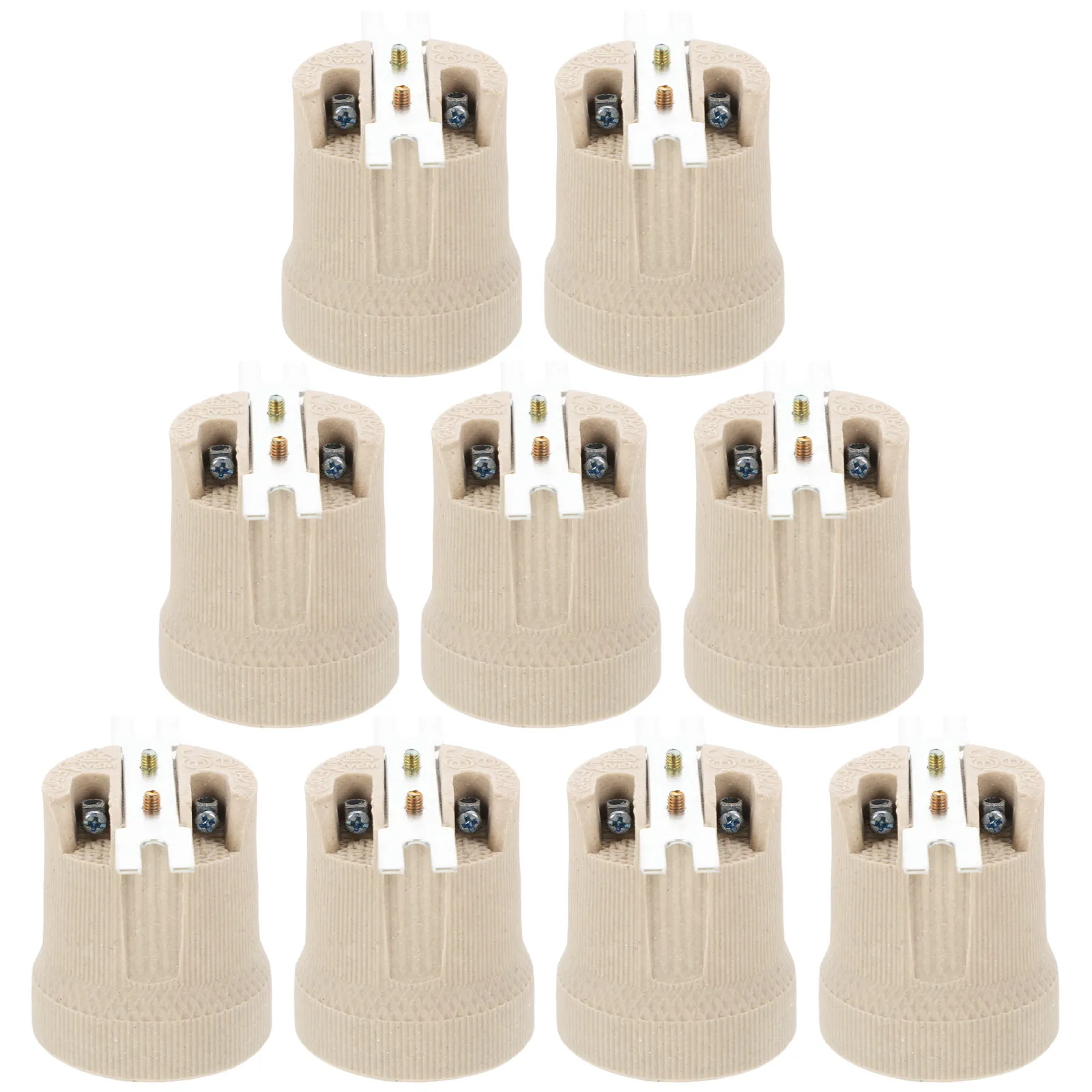 

12Pcs E27 Ceramic Light Bulb Socket Base Threaded Lamp Holder Heat Resistant Lamp Replacement Parts Compatible with LED Halogen