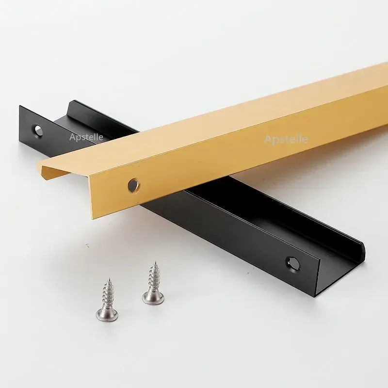 Aluminum Alloy Invisible Handles Black Kitchen Cabinets Pulls Furniture Wardrobe Door Knobs Black Cabinet Pulls