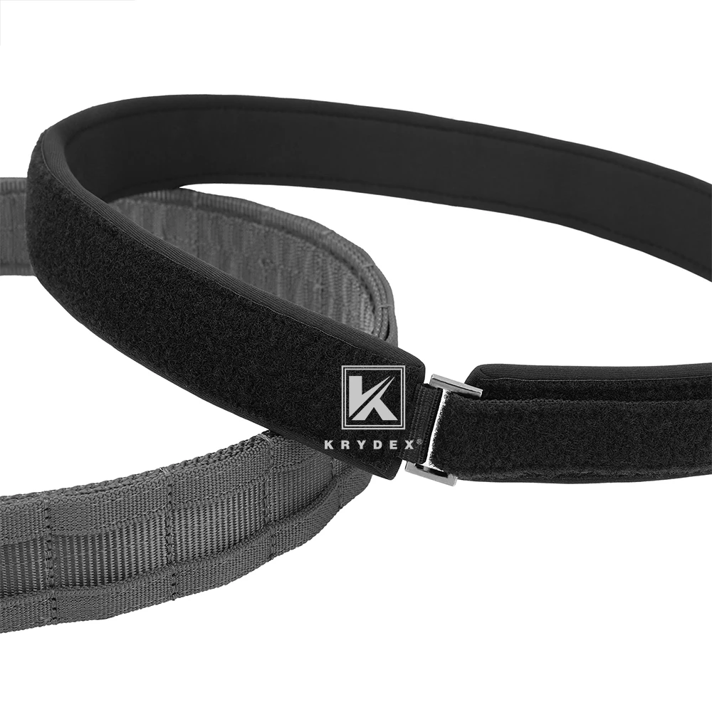 KRYDEX Tactical 1.5\'\' Padded Inner Men Belt Black Loop Lined Belt Comfortable Inner Duty Battle Shooting Belt