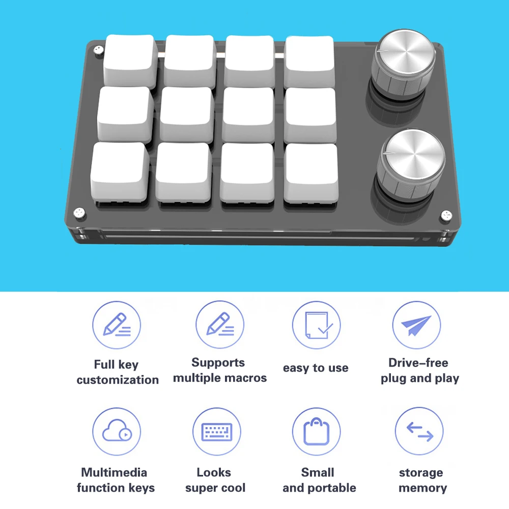 Imagem -03 - Mini Teclado Macro Personalizado Programação Usb Teclado Portátil Hot-swap Mini Teclado para Jogos Interruptor de Desenho Faça Você Mesmo 12 Chaves