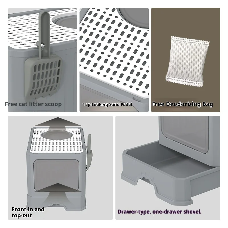 Cleaning Cat Litter Box Large Enclosed  Drawer Anti Splash Odor Control Cat Toilet XXL Indoor Easy Clean Shovel Cat Litter Box view 2