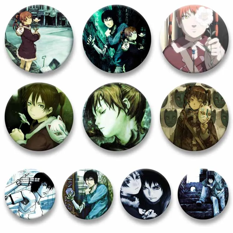 Anime Texhnolyze Snap-in Badges Cartoon Character Round Brooches for Backpack Accessories Ran Ichise Enamel Pins Jewelry Gifts