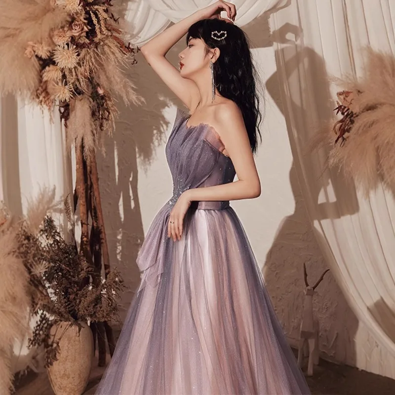 Host's Evening Gown, Women's Banquet, Concert Solo, Bridesmaid Costume, Art Exam, Dignified and Atmospheric Performance Costume