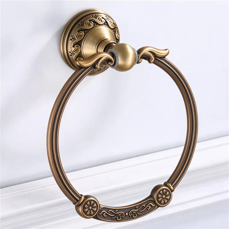 Bathroom Towel holder, Aluminium Wall Mounted Round Antique Brass Towel Ring Towel Holder Classic Bathroom Accessories