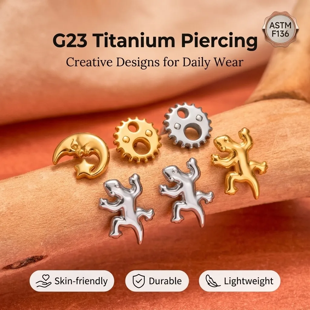 F136 Titanium Piercing Stud Lip Tragus Cartilage Jewelry Set Barbed Wire Gear Screw Spiral Internal Threaded Flat Back Body