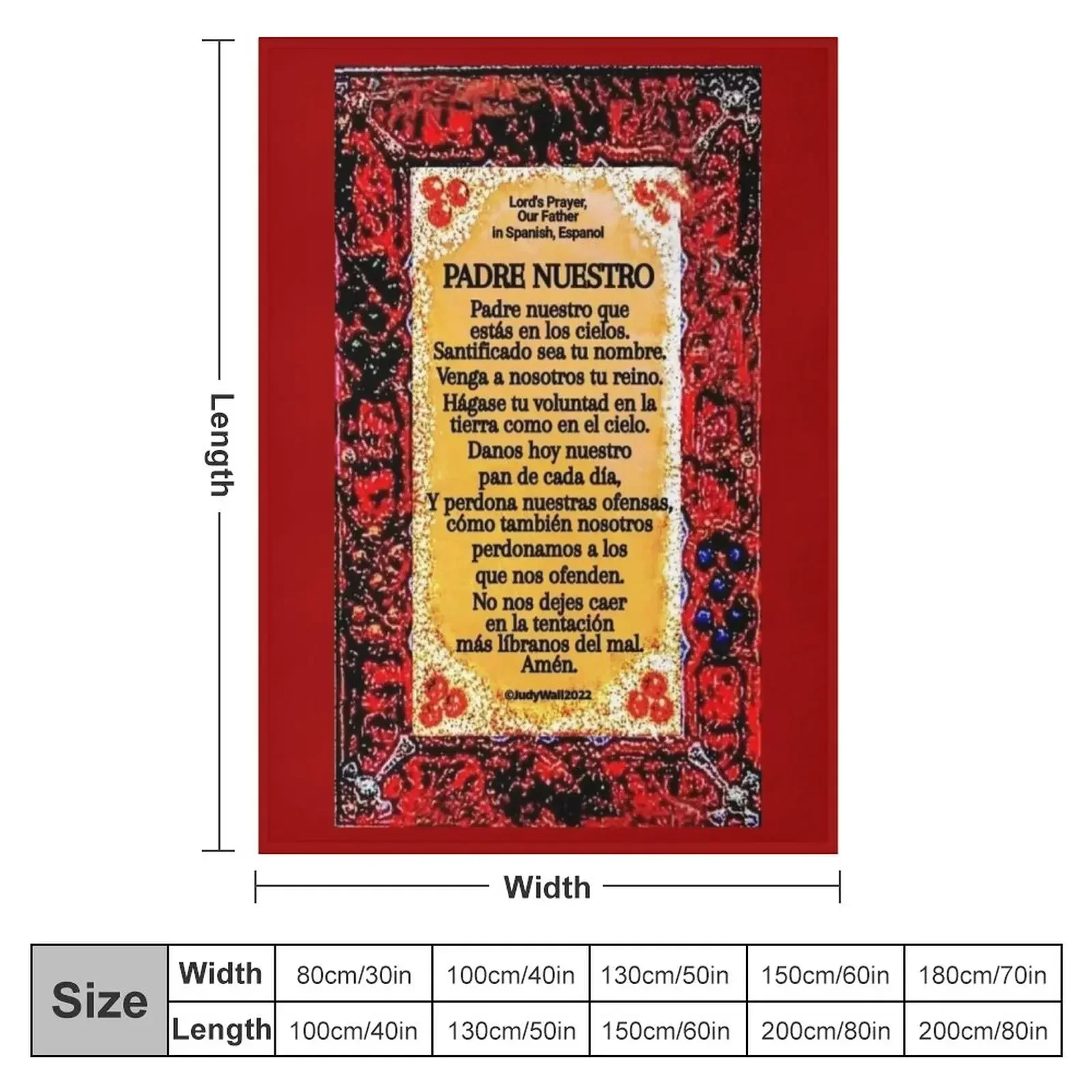 Spanish 3, Lord's Prayer, Padre Nuestro, Our Father, Throw Blanket couch cozy soft plush fuzzy picnic outdoor blanket