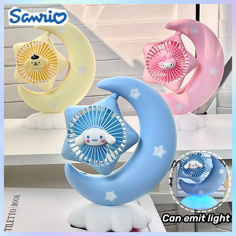 New Sanrio Cinnamoroll My Melody Creative Cute Cartoon Bedroom Desktop Usb Fan Table Lamp Four Kinds Of Light Switch Night Light