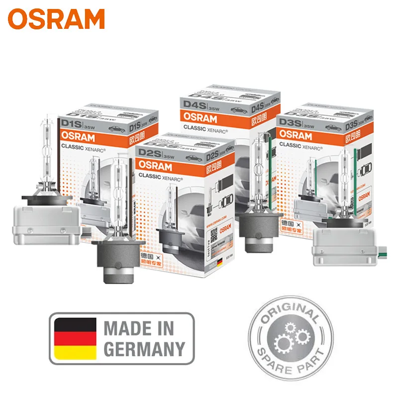 OSRAM Xenon Original D1S D2S D3S D4S Car Headlight CLASSIC CLC HID Lamp 66140 66240 66340 66440 4200K Standard White Bulb, 1x