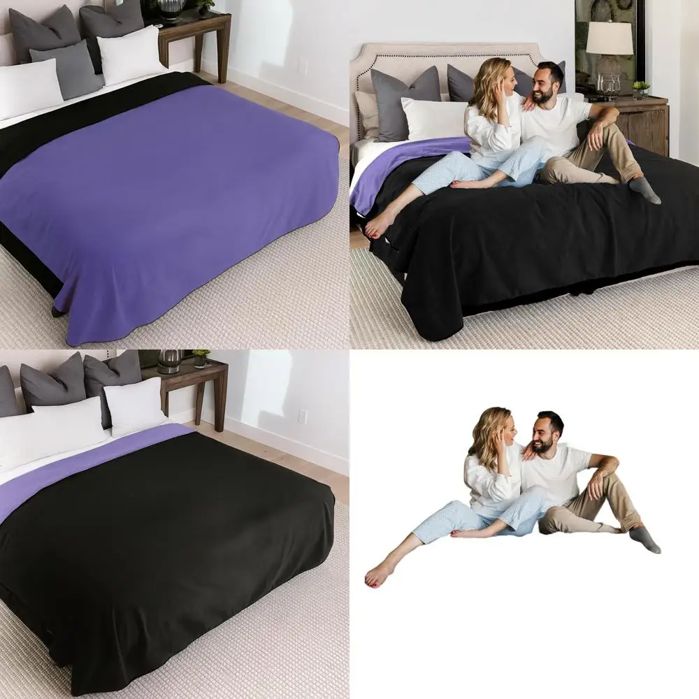 

Большое водонепроницаемое одеяло — плюшевое и удобное, устойчивое к утечке и пятнам, легко чистится, двустороннее фиолетовое/черное, 80x90