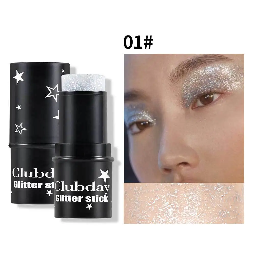 Bastão de Sombra para Olhos com Glitter - Maquiagem Multicromática para Rosto e Corpo, Cor Cremosa Brilhante, Uso em Festas e Eventos, Fácil de Aplicar