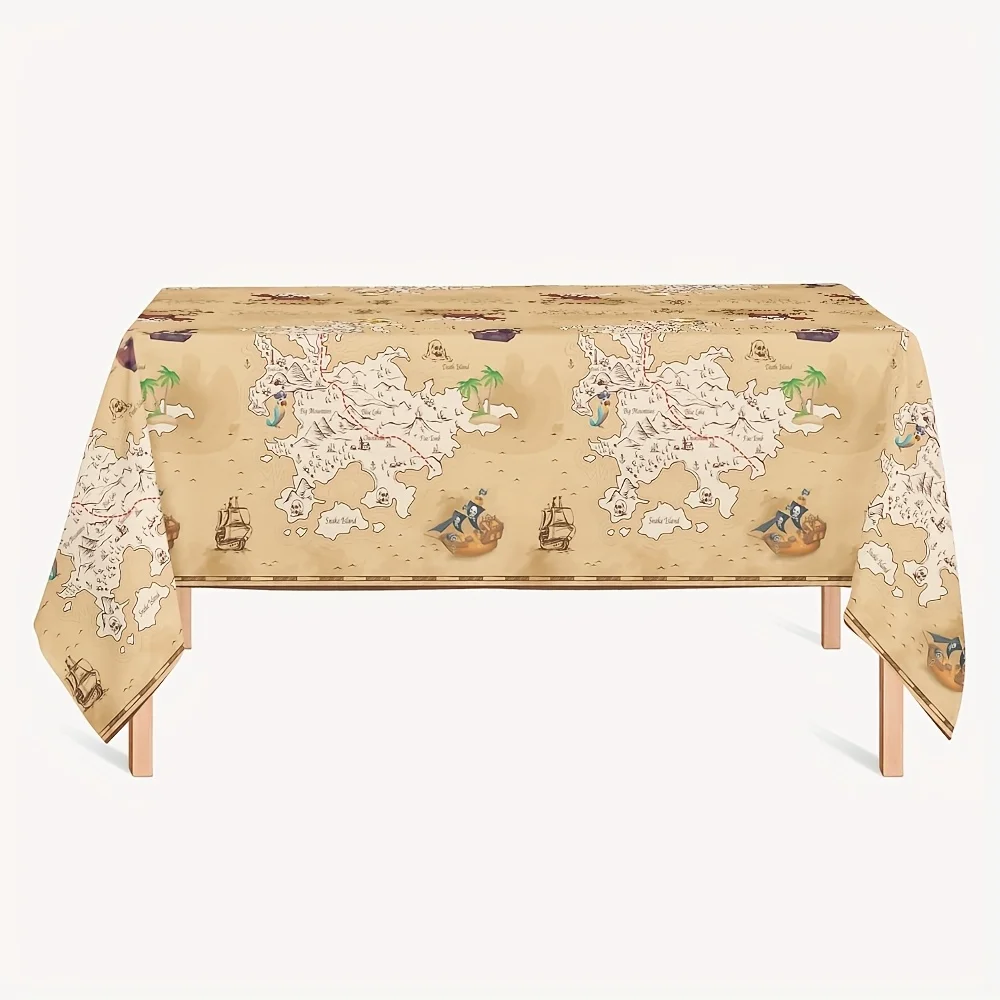 1pc Pirate Treasure Map Tablecloth, Themed Party Decoration Supplies, Creates a Pirate Adventure Atmosphere for Party Tables, Su