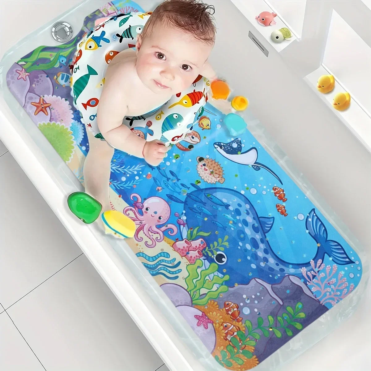 

Anti slip drainage pad for bathtub, strong suction cup, wall mounted storage shower pad