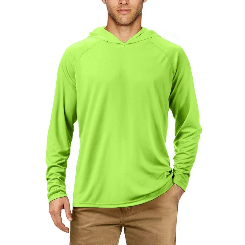 

Summer Men's UV Resistant Solid Color Long Sleeve Hooded Slim Fit Sunscreen Clothing Outdoor Mountaineering Fishing Skin Garment