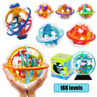 Large 168 Steps 3D Magic Maze Intellect Ball Labyrinth Sphere Globe Toys For Kids Educational Brain Tester Balance Training Toys