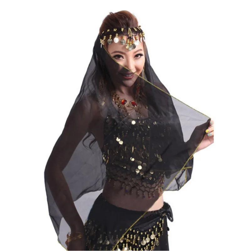 Belly Dancing Chiffon Scarf Veils Stage Performance Props Female Show Costumes for Thailand/India/Arab Dancer Headband