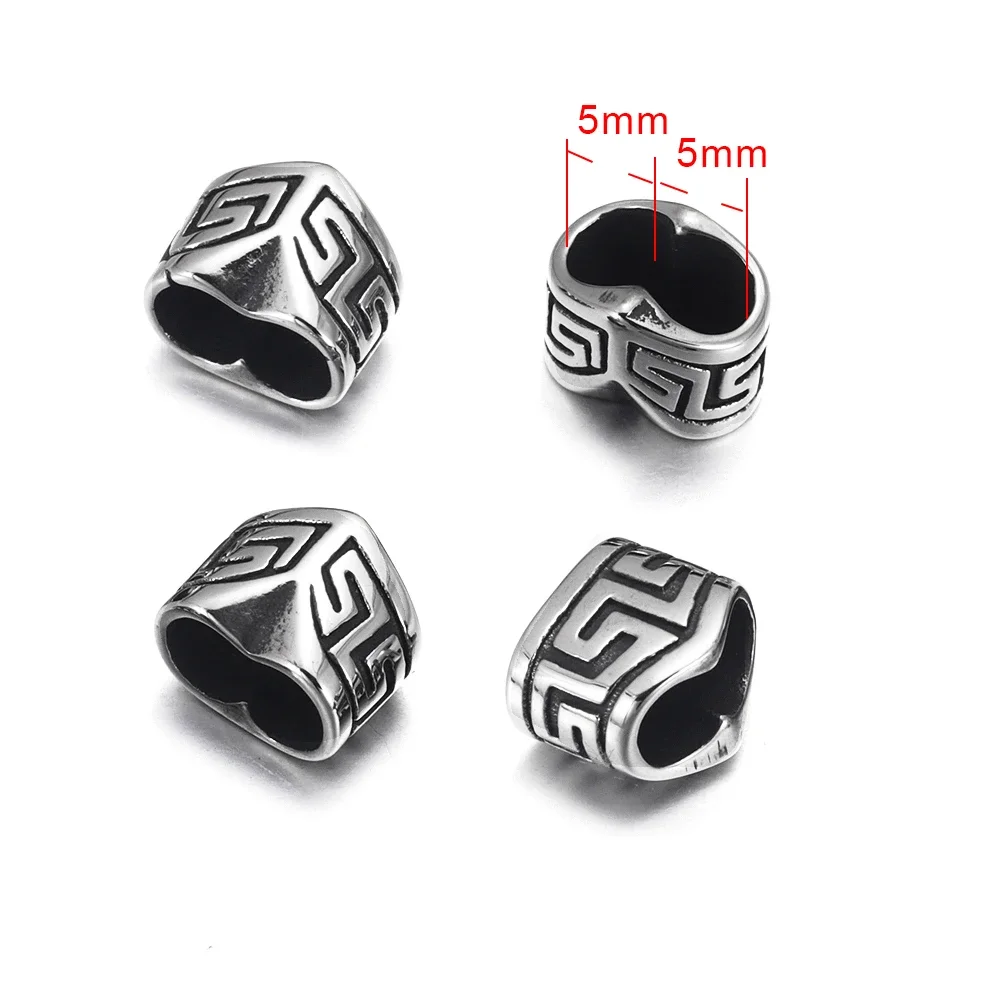316L Stainless Steel Slide Beads Double Hole Fit 5mm Rope Jewelry Making DIY Men\'s Leather Bracelet Spacer Metal Charms