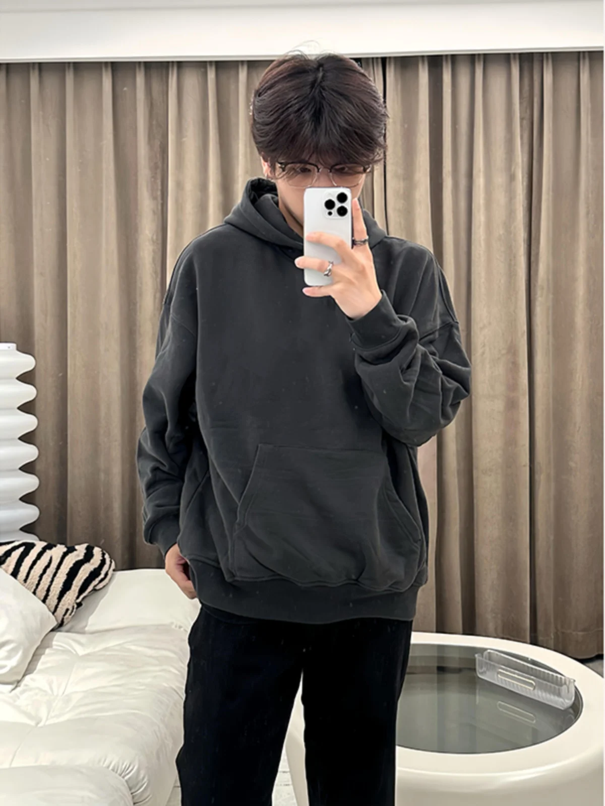 

Deep Grey Hoodie Men's Spring Autumn Style Heavyweight Hooded Sweatshirt Cleanfit Boys' Autumn Fashion Casual Loose Fit