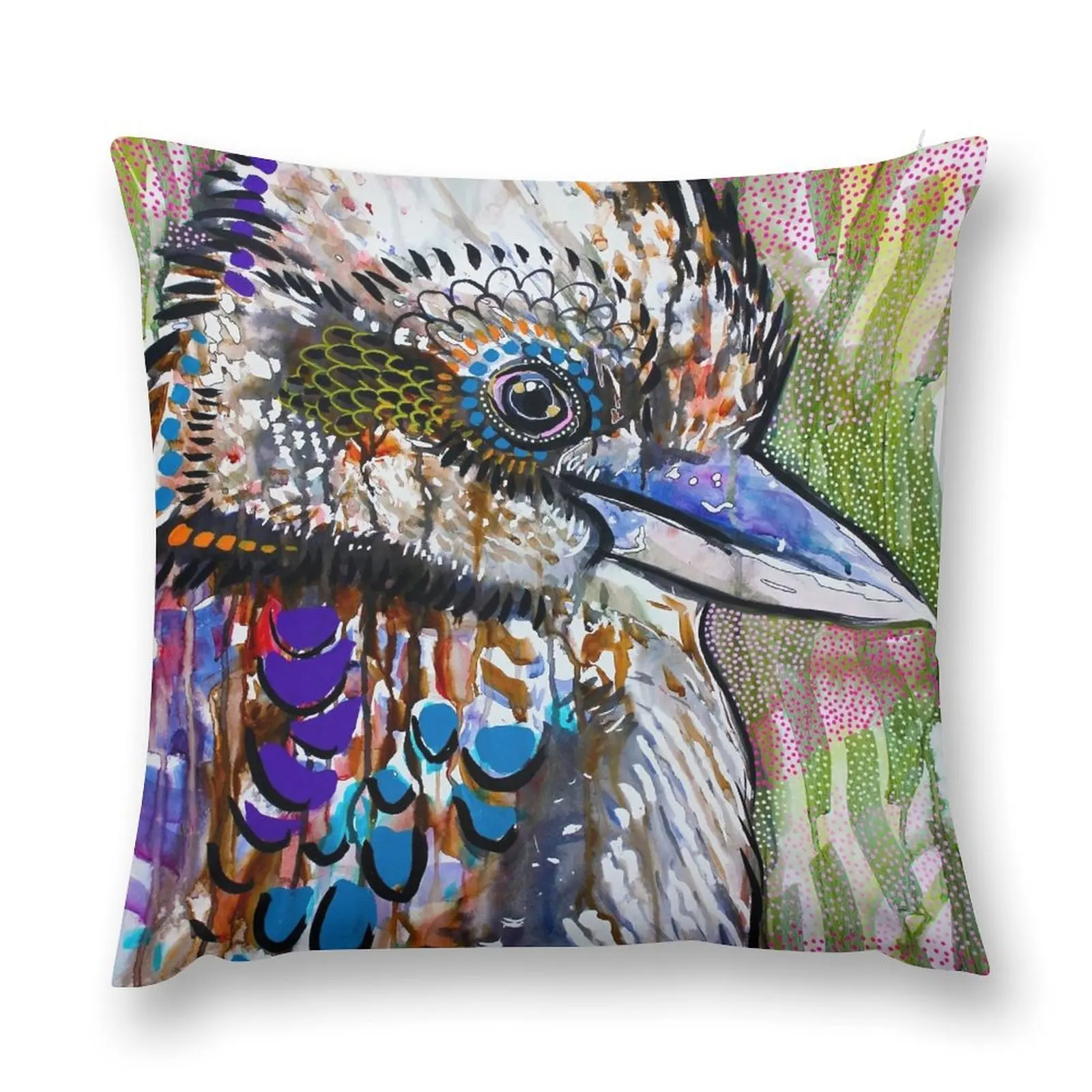 Vibrant Kookaburra Throw Pillow pillow cover luxury Pillow Decor