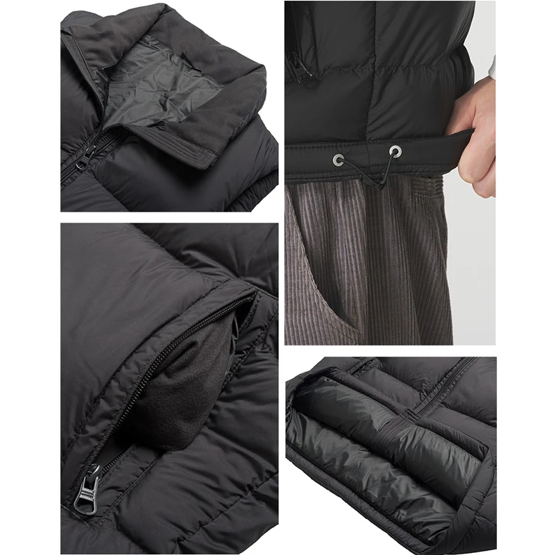 2025 가을/겨울 신상 남성용 90% 오리털 스탠드업 칼라 두꺼운 따뜻한 캐주얼 다운 베스트