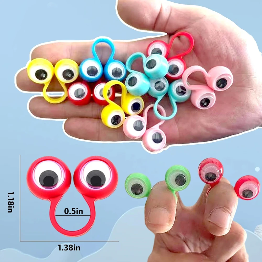 50/100Pcs 어린이를위한 재미있는 눈 반지 손가락 인형 장난감 세트 소년 소녀 생일 파티 베이비 샤워 선물 Pinata 할로윈 선물 장식