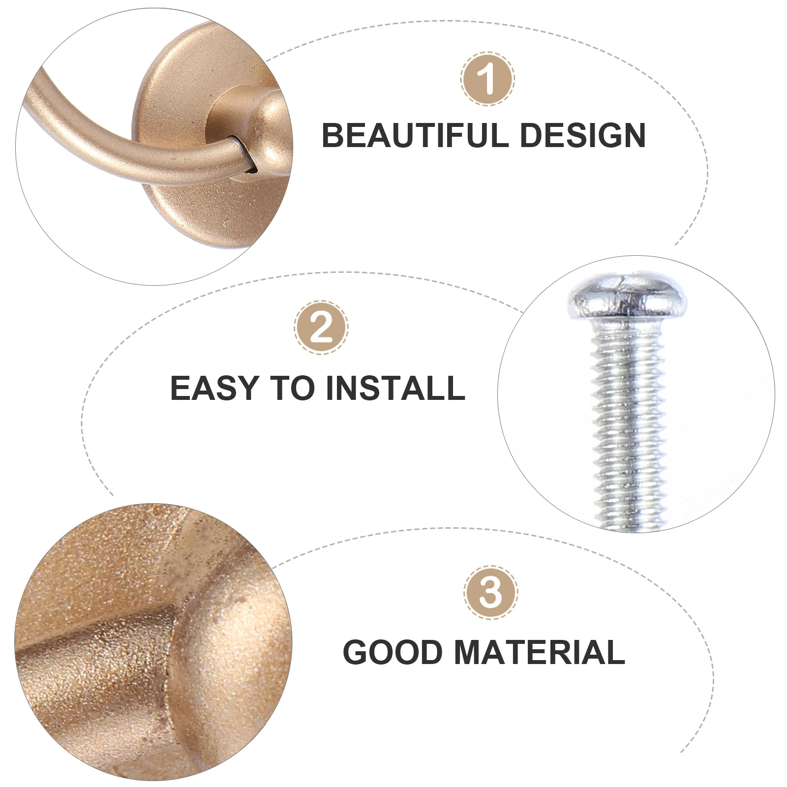 

6Pcs Black Round Ring Pull Handles Durable Cabinet Drawer Door Knocker Zinc Alloy Pulls for Wardrobe Cupboard Furniture