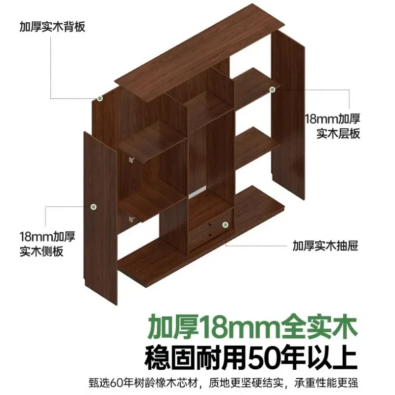 All solid wood sliding door wardrobe walnut one door to the top 60 deep new popular home bedroom oak