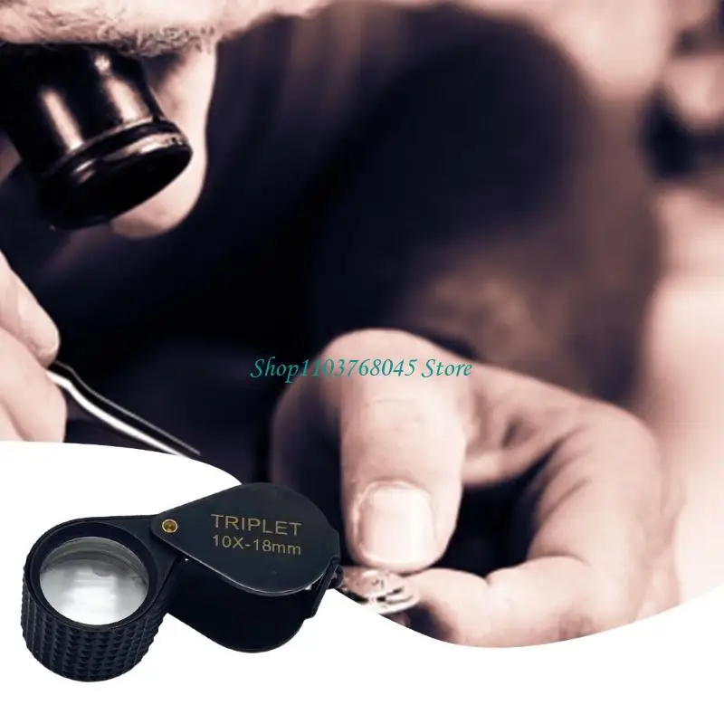 

R53F Foldable 10X Lens Handheld Eye Loupe Magnifier for Stamps Coin Inspection Reading Portable Glass