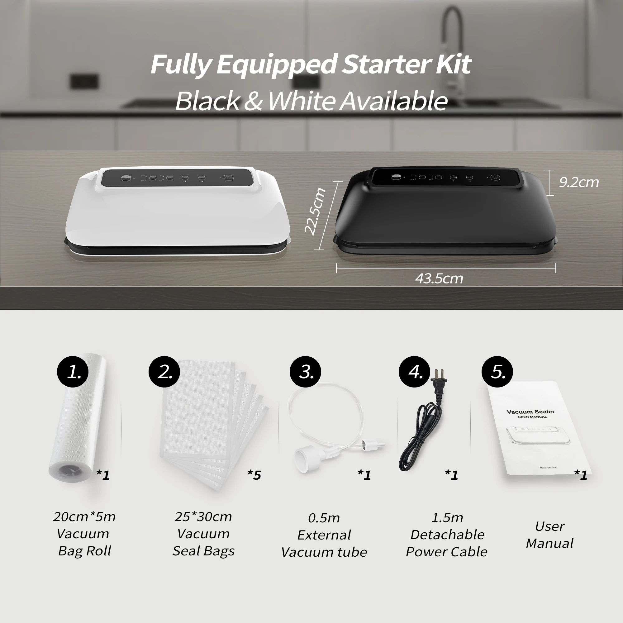 STLF دروبشيبينغ فراغ السدادة للمطبخ المنزلي بما في ذلك 5 قطعة أكياس حفظ الطعام التجارية الصغيرة فراغ الغذاء الختم #6