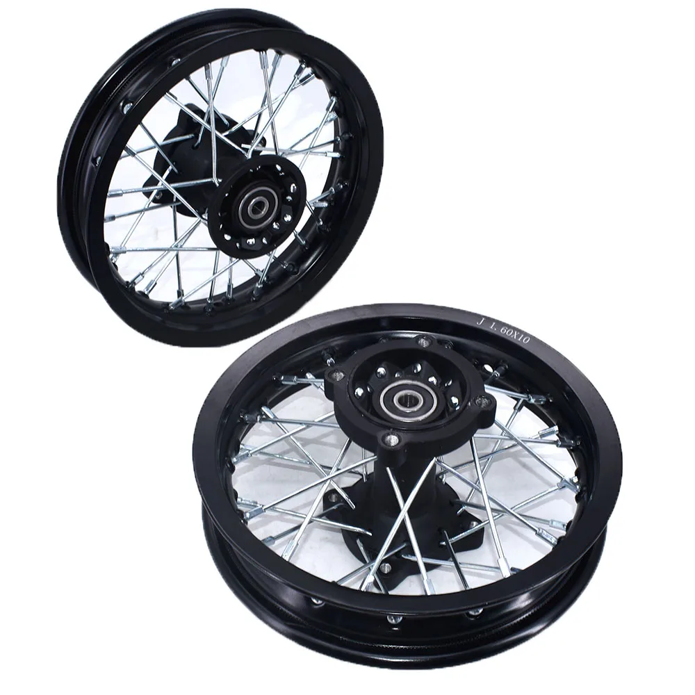 1.60-10inch Front 1.60-10 inch Rear Rims Aluminum Alloy Wheel Rims Black Hub for CRF50 XR50 70 Apollo SDG 50cc 110 125cc