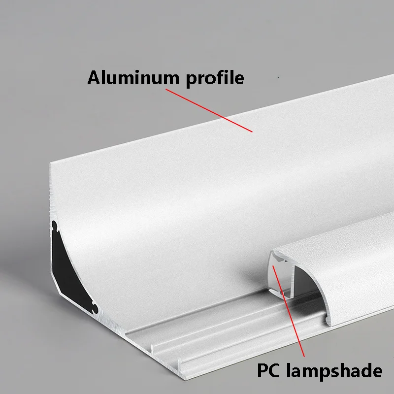 1/1.5/2M Ceiling Free Top Corner Wall Aluminum Profile Surface Mounted Ceiling Luminous Wall Washing Linear Hard Strip Light