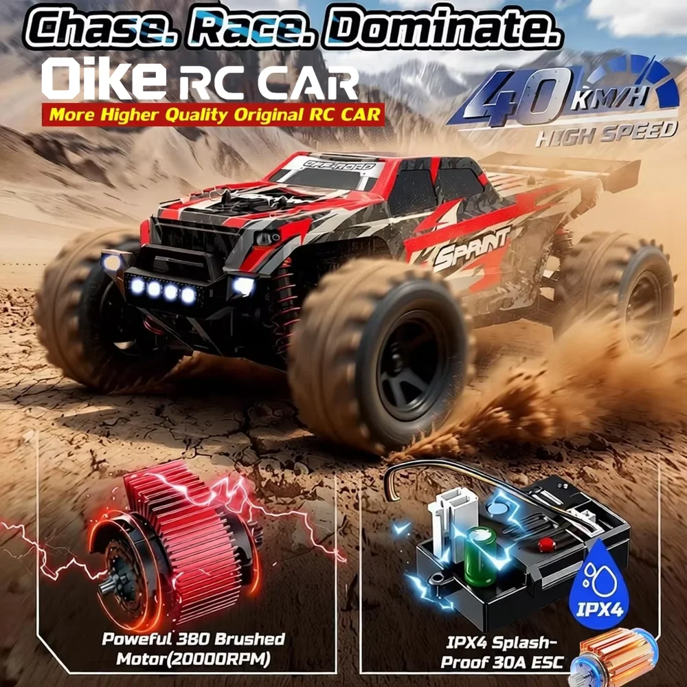 Oike Remote Control Car 4X4 Off Road Monster Truck All Terrain RTR 2.4G RC Car 40KPH High Speed 4WD Electric Vehicle Toy Gift