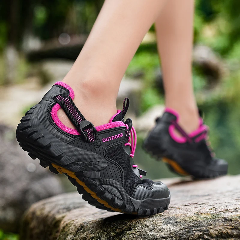 Zapatillas de senderismo transpirables a la moda para hombre, cómodas zapatillas antideslizantes para exteriores, zapatillas de deporte para mujer, zapatos de senderismo de malla para hombre y mujer