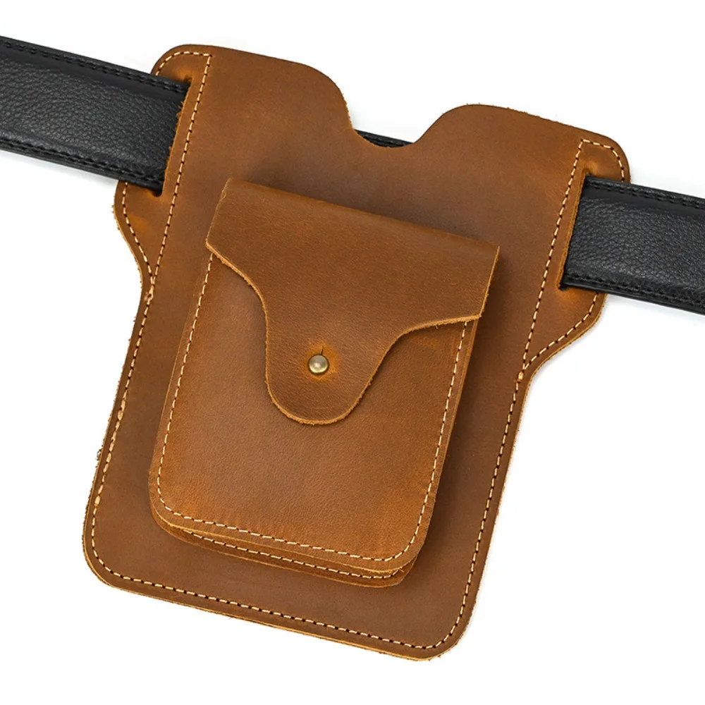 

New Fanny Pack Men's Mobile Phone Fashion Premium Genuine Leather Versatile Simple Men's Wearing Belt Outdoor Sports Mobile Pack