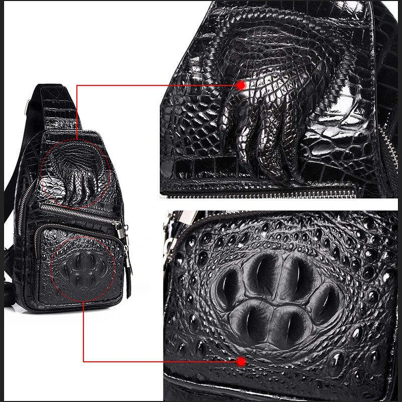 2023 New Fashion 100% Genuine Leather Men Waist Packs Alligator Male Casual Chest Pack Boy Brand Design Chest Shoulder Package