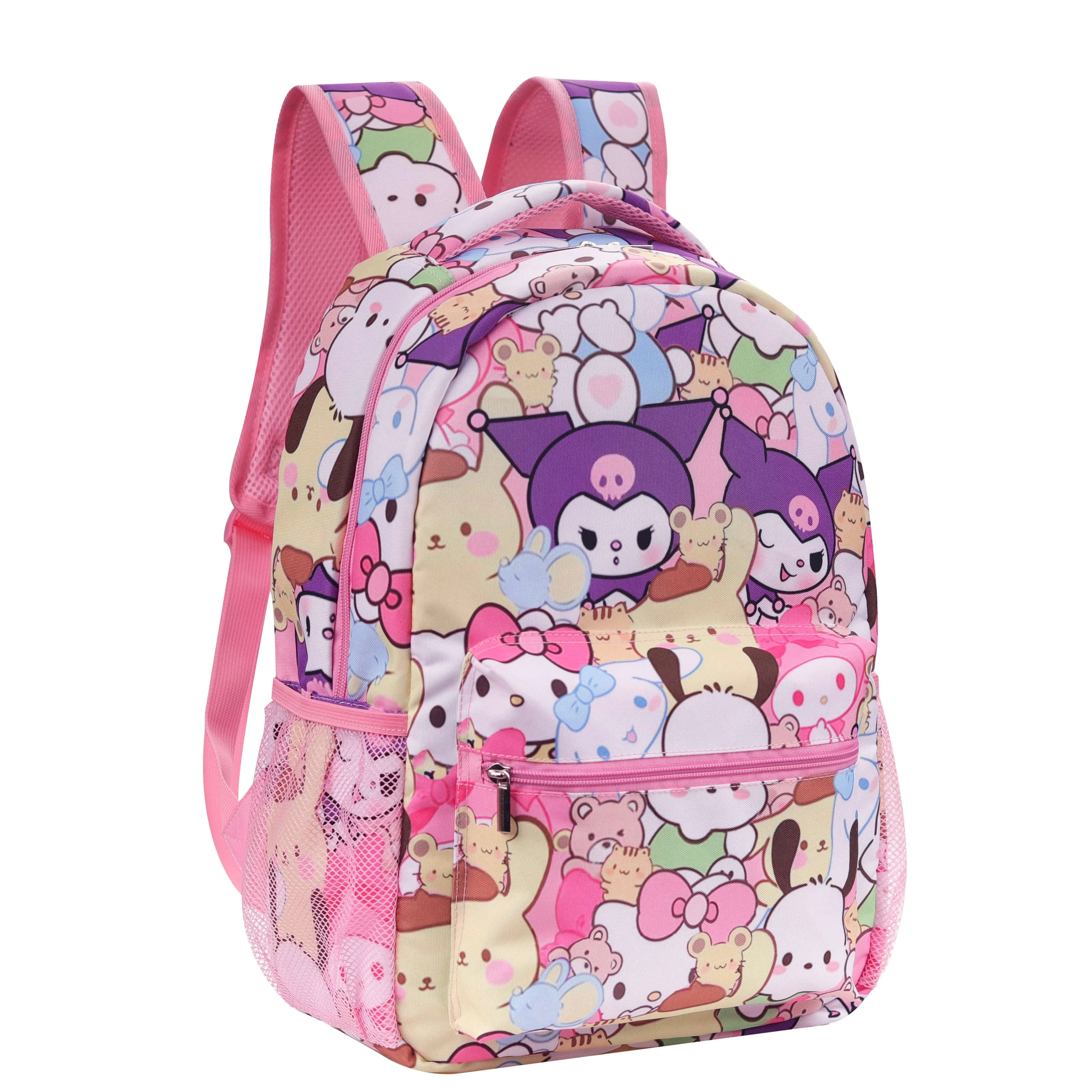 Plecak z kolażem Hello Kitty Sanrio, plecak z kreskówek Kuromi, modna lekka torba podróżna, tornister na co dzień