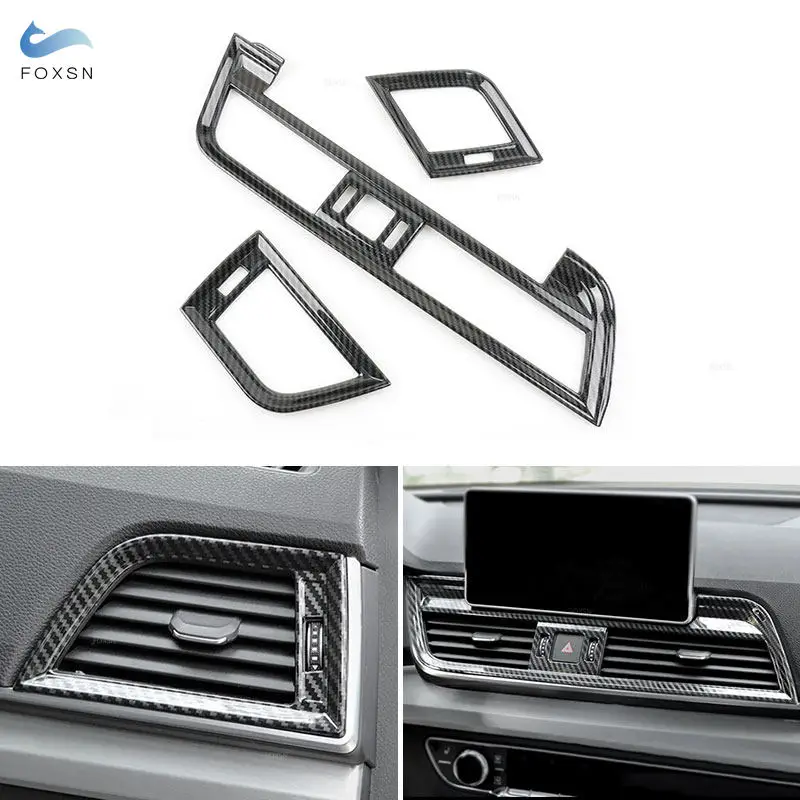 

LHD For Audi Q5 Q5L FY 2018-2021 Car Inner Center Control Air Condition Side Air Outlet Vent Frame Cover ABS Carbon Texture Trim