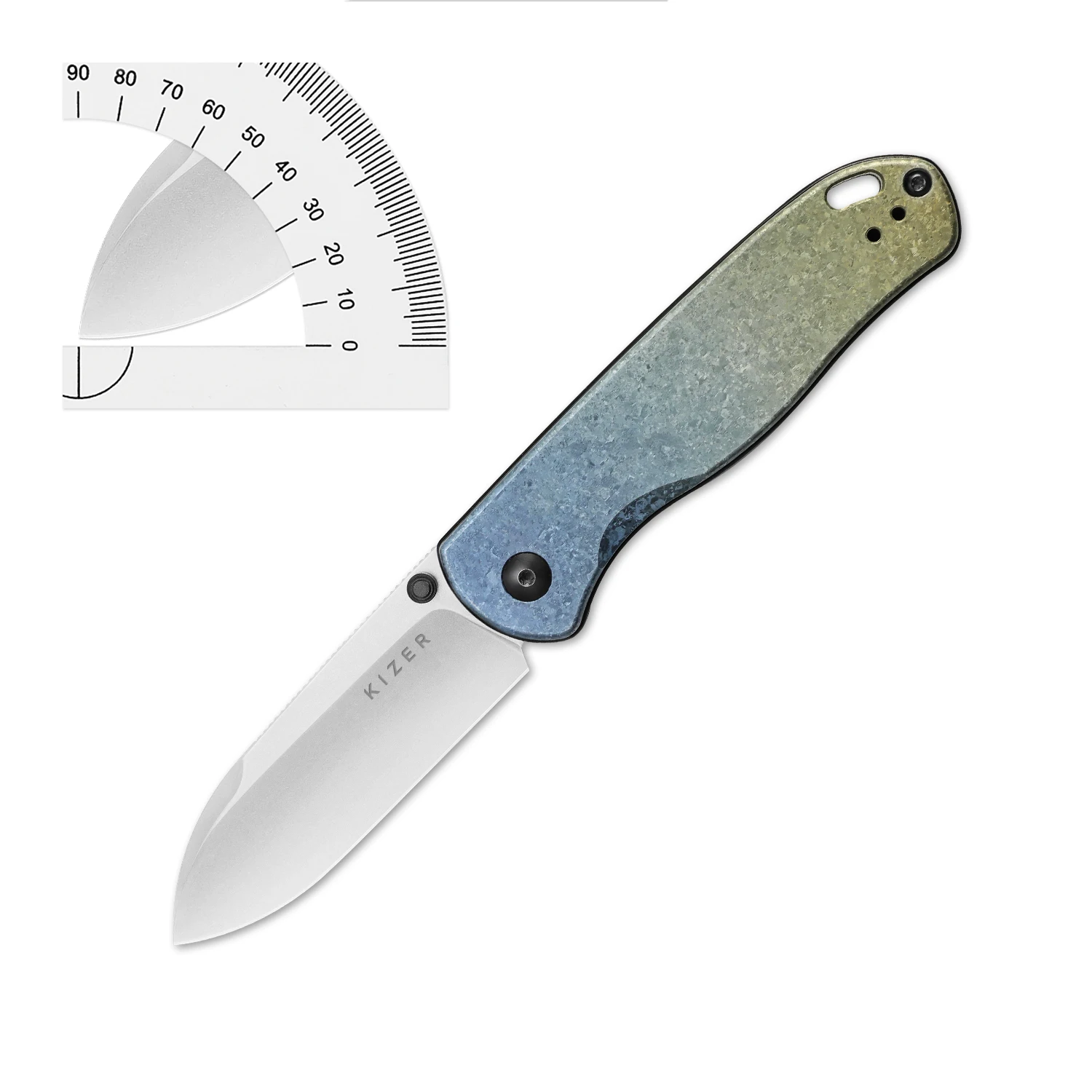 Kizer Survival Knife Drop Bear Ki3619A3 2023 New Titanium Handle LC200N Steel Blade Outdoor Camping Knife with Deep Carry Clip