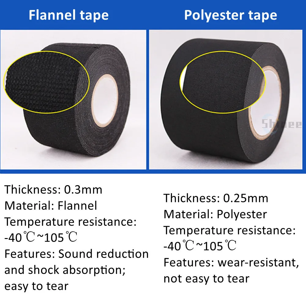 Cinta ignífuga resistente al calor de 15 metros, cinta de tela adhesiva Coroplast para arnés de cables de coche, protección de telar de cableado