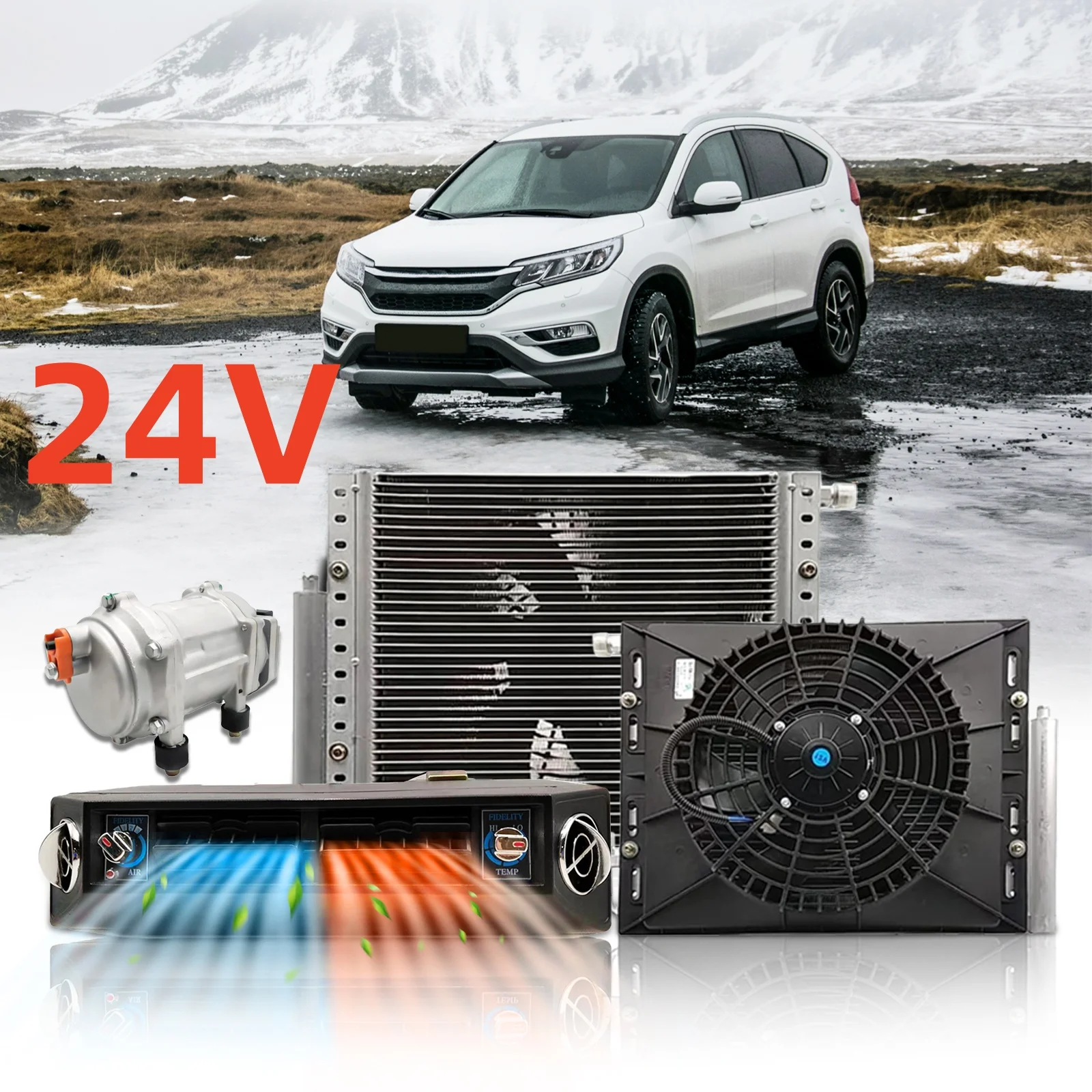 Treeligo 2026 Universelle 24V Klimaanlage Unterbau-Elektro-Klimagerät 10500BTU Kühlung AC-Einheit für Auto, SUV, LKW, Wohnmobil, Van, Boot – Neu