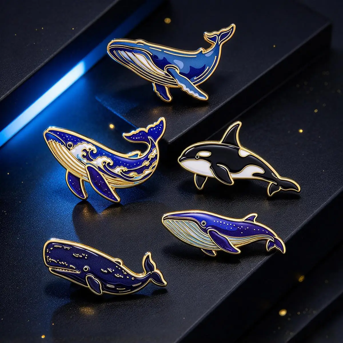 Vibrant Whale & Orca Brooch Ocean Animal Metal Enamel Pins Badge on Backpack Clothing Accessories Jewelry Gift for Friends