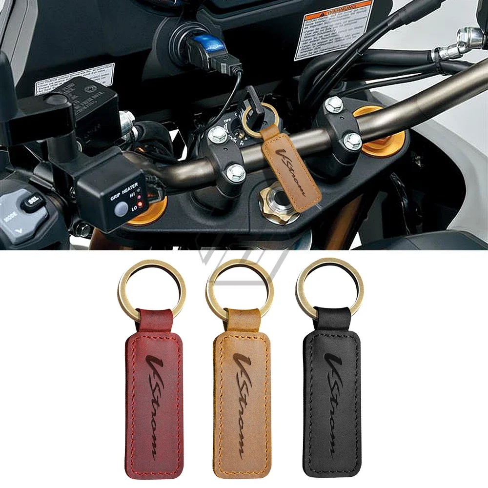

Cowhide motorcycle keychain key ring For Suzuki V-Strom 250 650 650XT 1000 1000XT Motorcycle Accessories