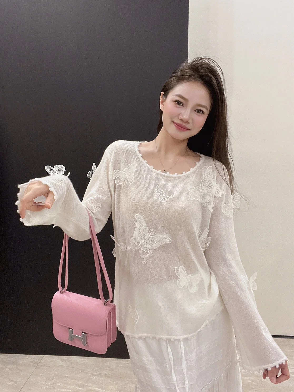 

Тяжелый рабочий вязаный свитер с 3D вышивкой, женский Camere Long Sve, свободный крой, базовый слой, мягкий и теплый