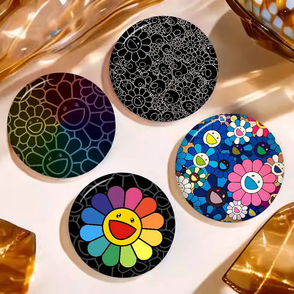 Cute T-Takashi Flowers M-Murakami Soft Button Pin Bright Printed Icon Gift For Friends Badge Collar Brooch Lapel Pin Metal