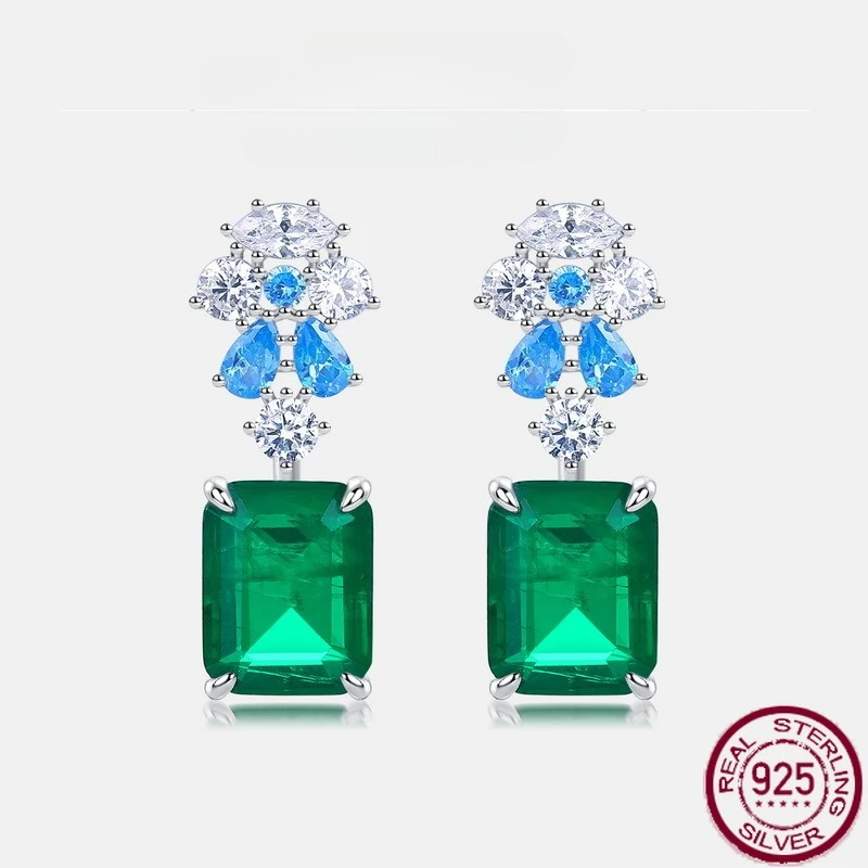 

Новые серьги из чистого серебра S925, инкрустированные зелеными сокровищами, легкие роскошные зеленые серьги в стиле ретро для бабушки, универсальные модные свадебные украшения
