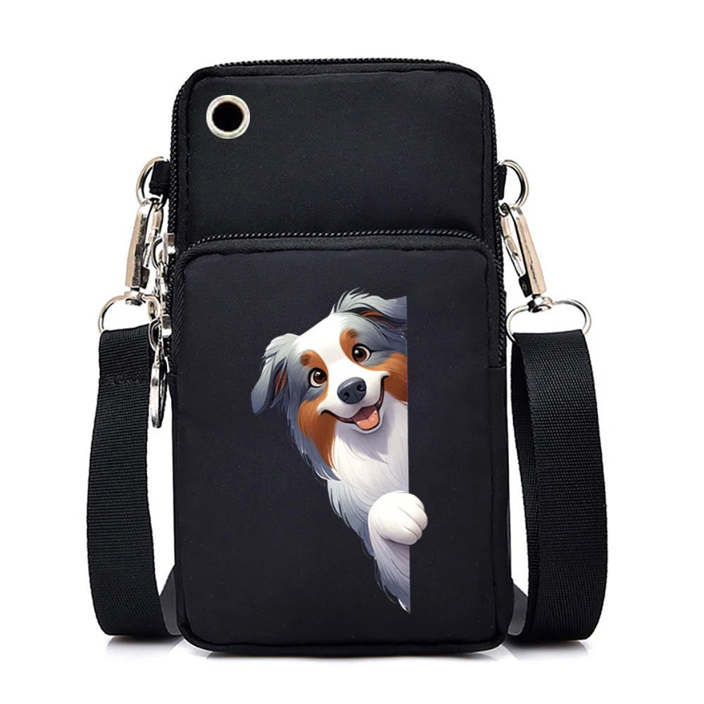 New Mobile Phone Bag Funny Anime Dog Print Shoulder Messenger Bag Women Men Coin Purse Handbag Animal Lover Small Crossbody Bag